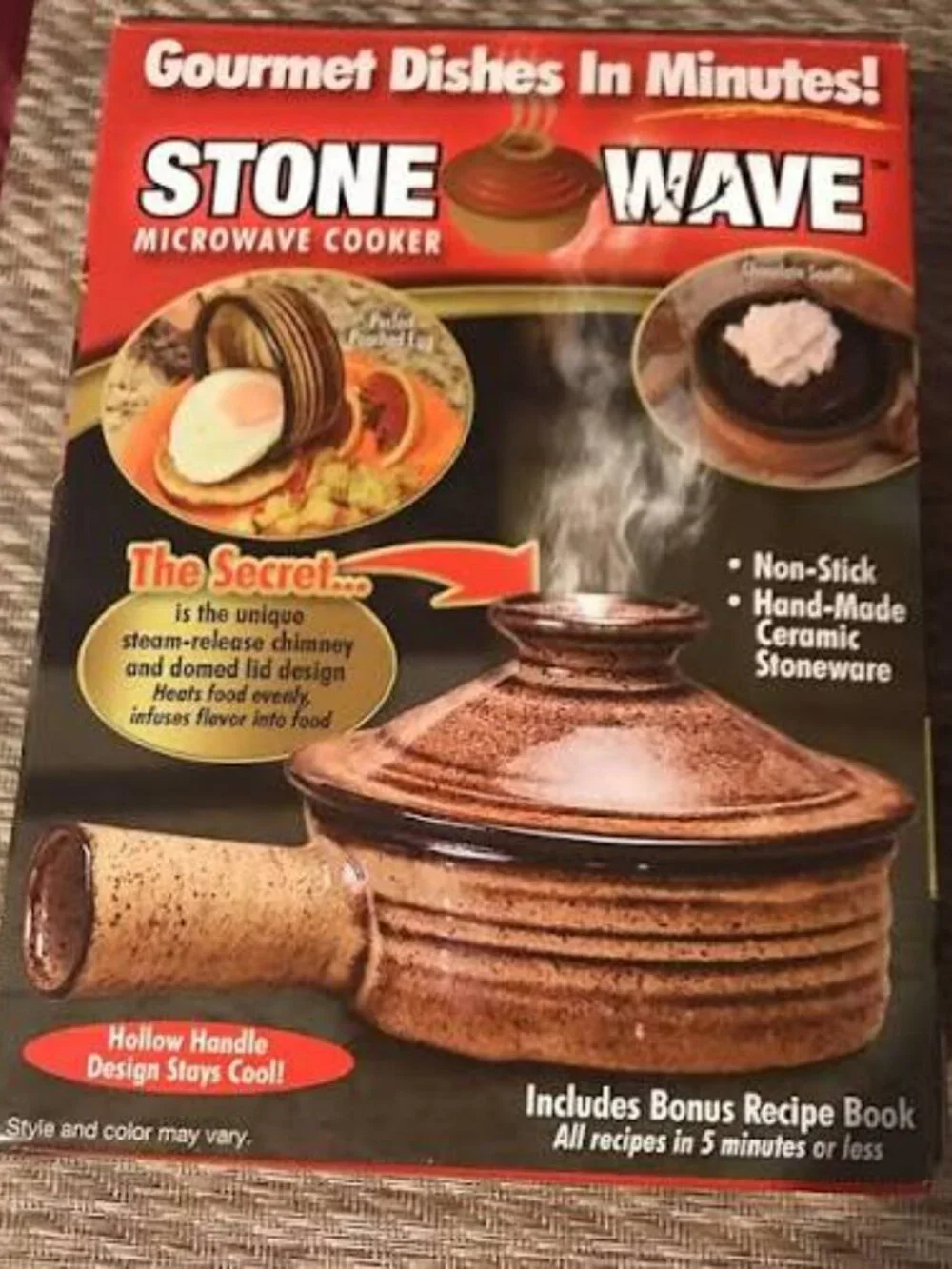 Stone Wave Microwave Cooker 2 pc 12 oz vented lid As Seen on TV